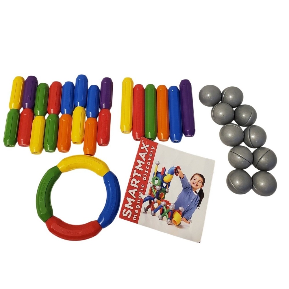 36 pc SmartMax Magnetic Discovery Building Set Bars Spheres Ring Incomplete Set